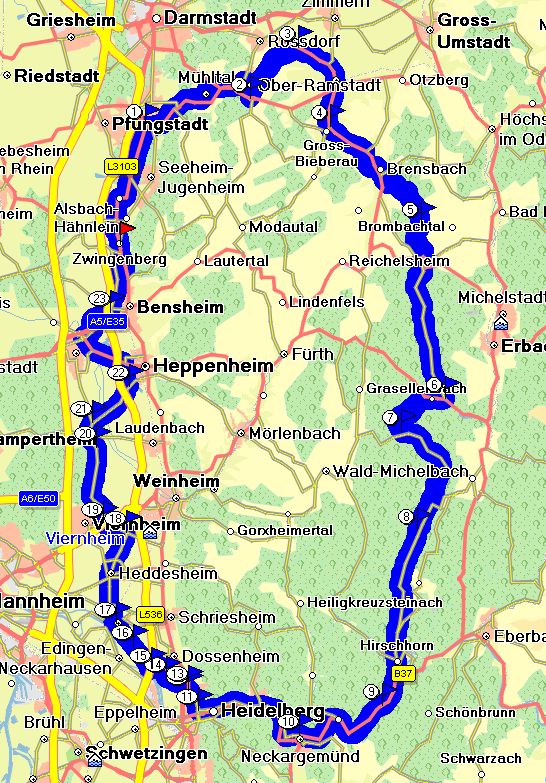 Zwingenberg-Neckargemünd Route